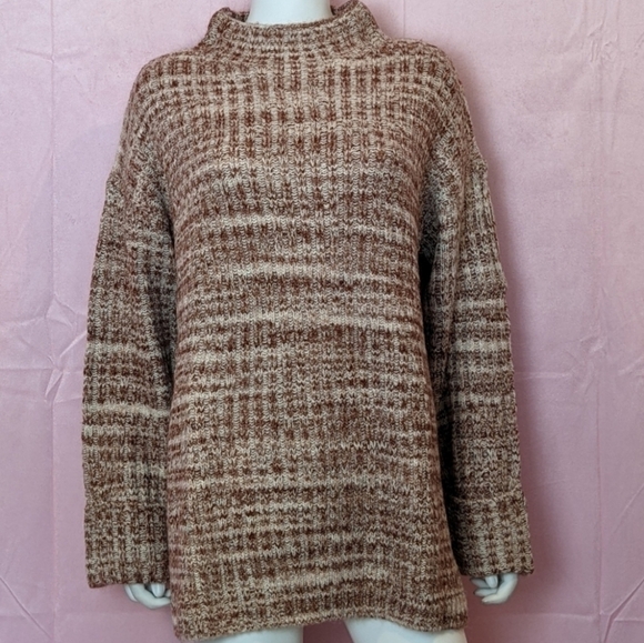 Old Navy Heather Red Tunic Length Mockneck Rib Knit Sweater size Medium - Picture 1 of 8